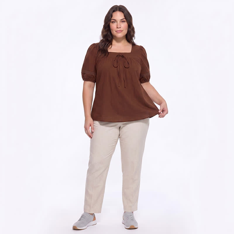 Blouse grande taille d'inspiration vintage à col carré - image 5