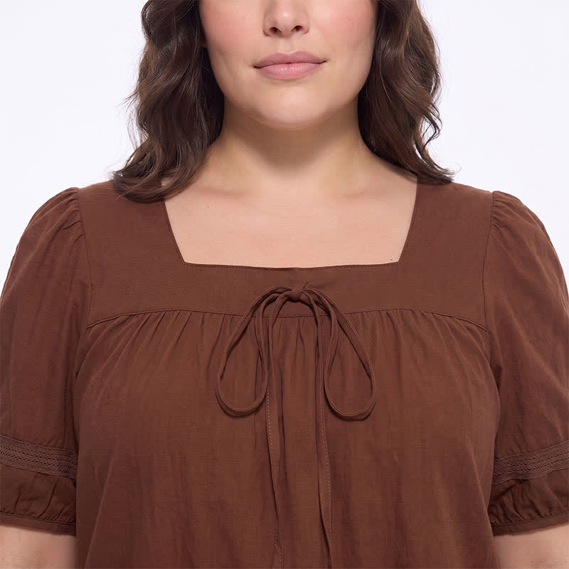 Blouse grande taille d'inspiration vintage à col carré - image 4