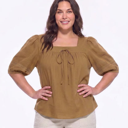 Blouse grande taille d'inspiration vintage à col carré - image 6
