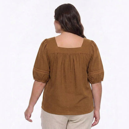 Blouse grande taille d'inspiration vintage à col carré - image 7