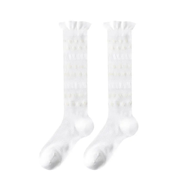 Chaussettes hautes transparentes à rayures en forme de cœur (4 paires) - Blanc - UE35-39 (US2-6) - image 3