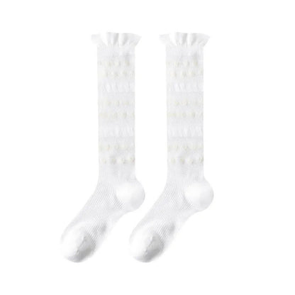 Chaussettes hautes transparentes à rayures en forme de cœur (4 paires) - Blanc - UE35-39 (US2-6) - image 3