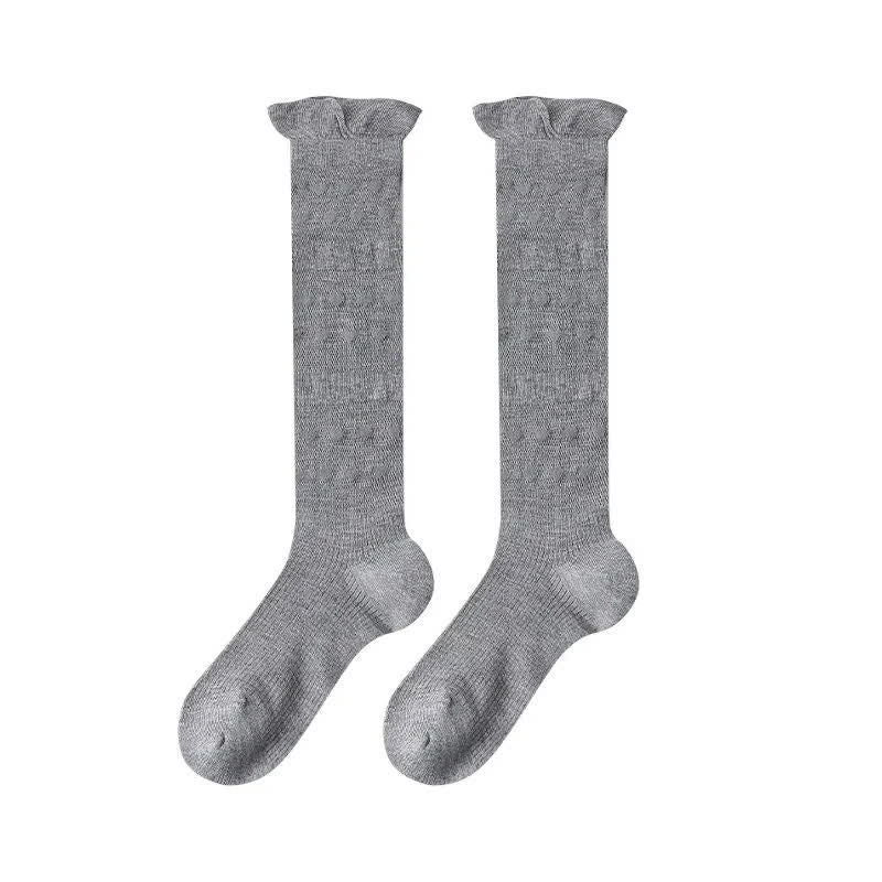 Chaussettes hautes transparentes à rayures en forme de cœur (4 paires) - Gris clair - UE35-39 (US2-6) - image 5