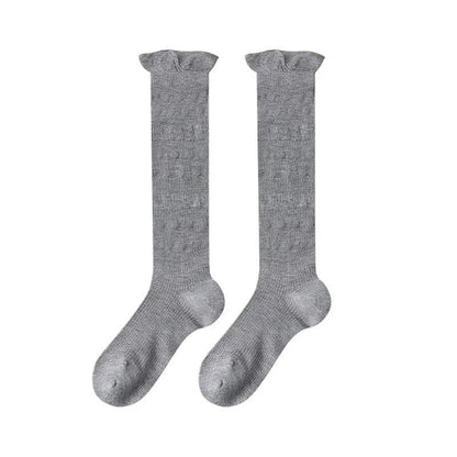Chaussettes hautes transparentes à rayures en forme de cœur (4 paires) - Gris clair - UE35-39 (US2-6) - image 5