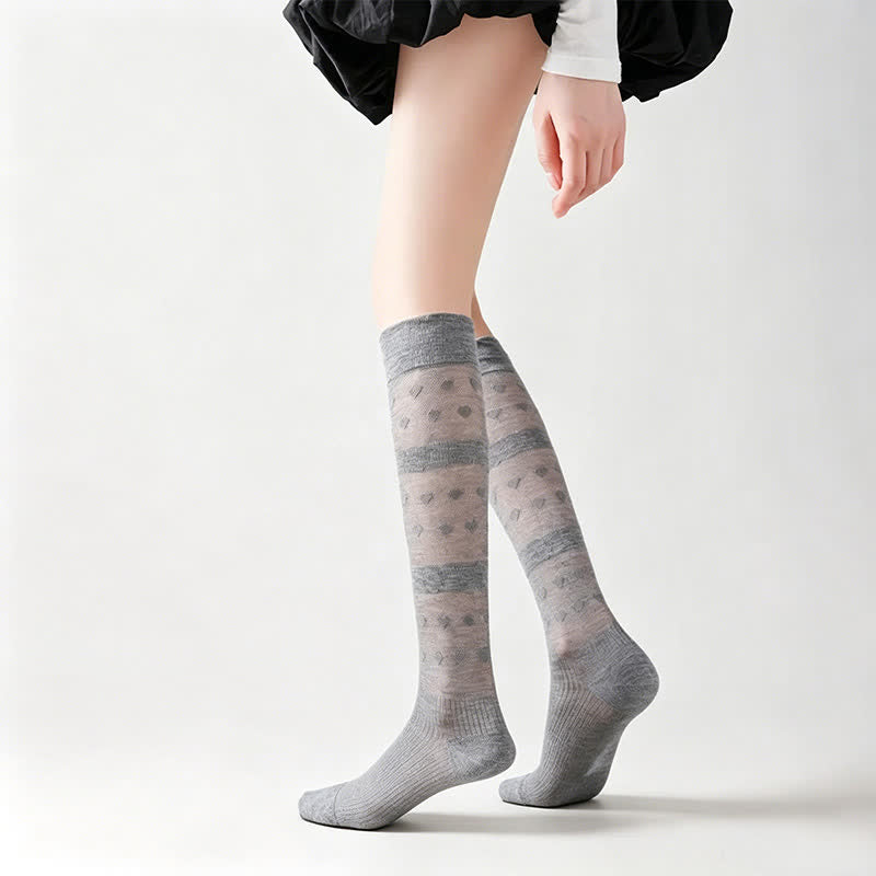 Chaussettes hautes transparentes à rayures en forme de cœur (4 paires) - image 2