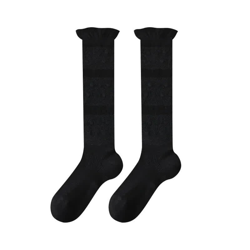 Chaussettes hautes transparentes à rayures en forme de cœur (4 paires) - Noir - UE35-39 (US2-6) - image 4