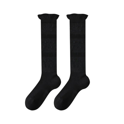 Chaussettes hautes transparentes à rayures en forme de cœur (4 paires) - Noir - UE35-39 (US2-6) - image 4
