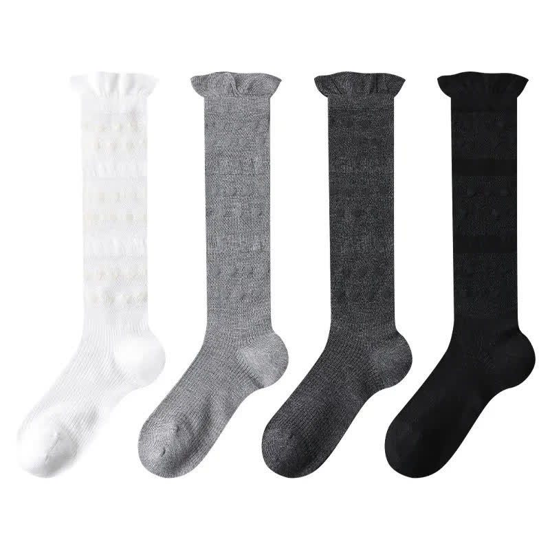 Chaussettes hautes transparentes à rayures en forme de cœur (4 paires) - Multicolore - UE35-39 (US2-6) - image 7