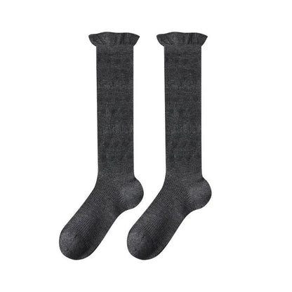 Chaussettes hautes transparentes à rayures en forme de cœur (4 paires) - Gris foncé - UE35-39 (US2-6) - image 6