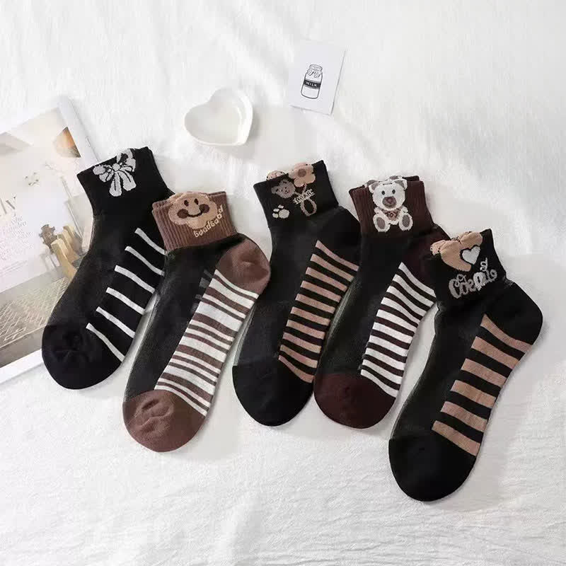 Chaussettes courtes en maille avec de jolis oursons (10 paires) - image 6