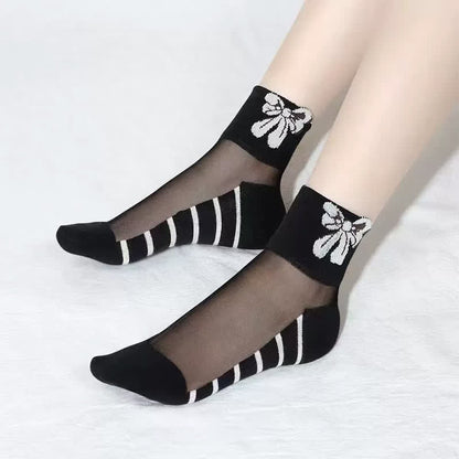 Chaussettes courtes en maille avec de jolis oursons (10 paires) - Noir-B - 40(US2-7) - image 2