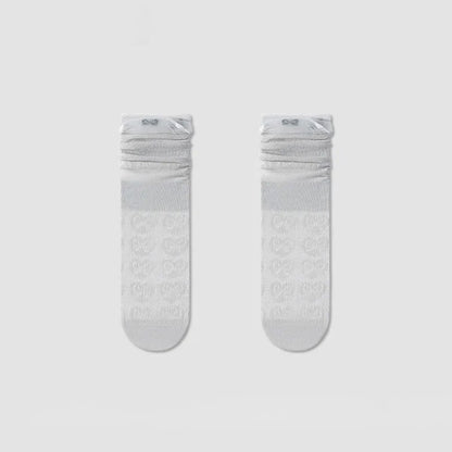 Chaussettes courtes transparentes à motif nœud (4 paires) - Gris clair - EU36-40(US3-7) - image 7