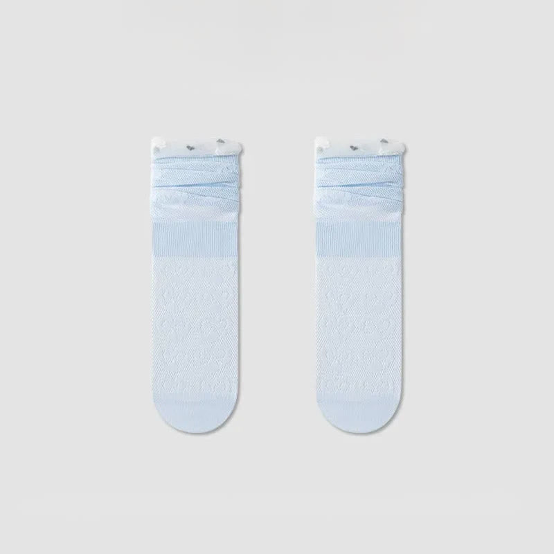 Chaussettes courtes transparentes à motif nœud (4 paires) - Bleu clair - EU36-40(US3-7) - image 9