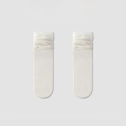 Chaussettes courtes transparentes à motif nœud (4 paires) - Beige - EU36-40(US3-7) - image 8
