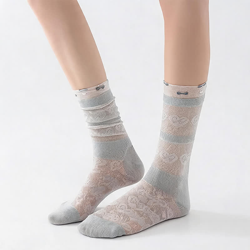 Chaussettes courtes transparentes à motif nœud (4 paires) - image 1