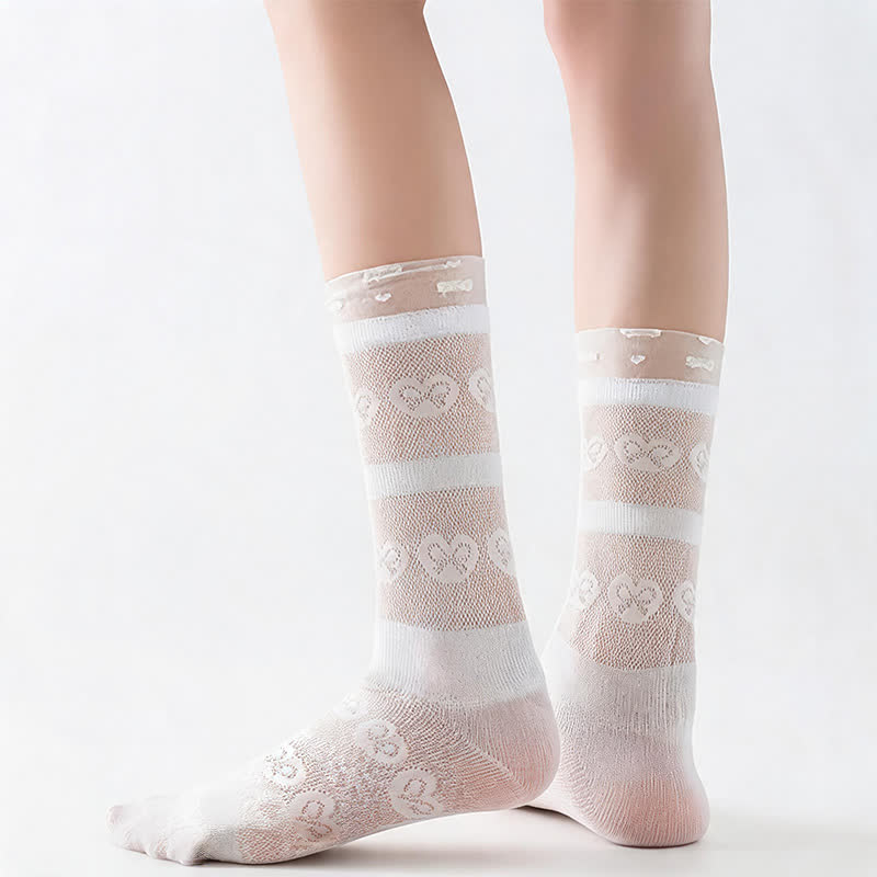 Chaussettes courtes transparentes à motif nœud (4 paires) - image 5
