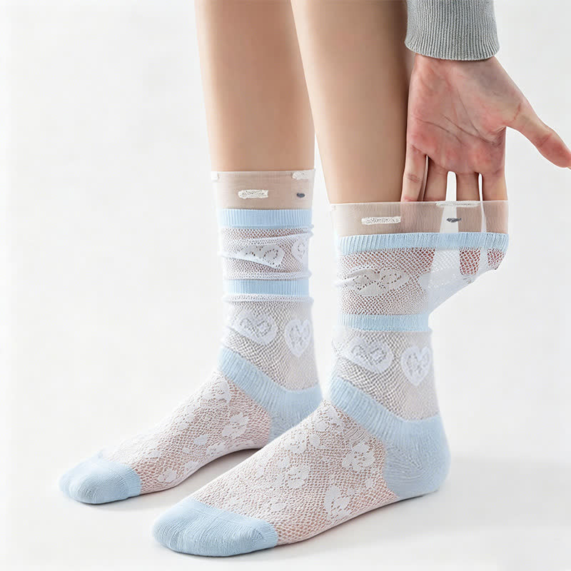 Chaussettes courtes transparentes à motif nœud (4 paires) - image 2