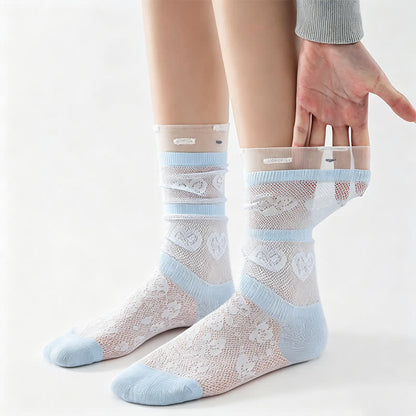 Chaussettes courtes transparentes à motif nœud (4 paires) - image 2