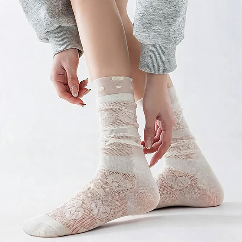 Chaussettes courtes transparentes à motif nœud (4 paires) - image 6