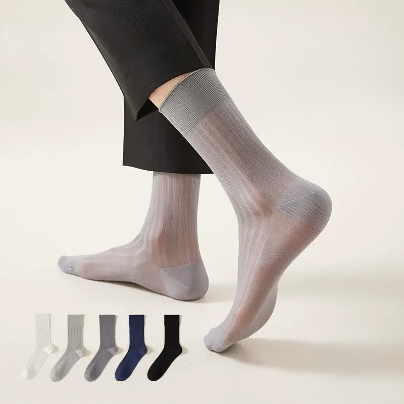 Chaussettes courtes côtelées transparentes (5 paires) - Multicolore - EU39-44(US6-10) - image 0