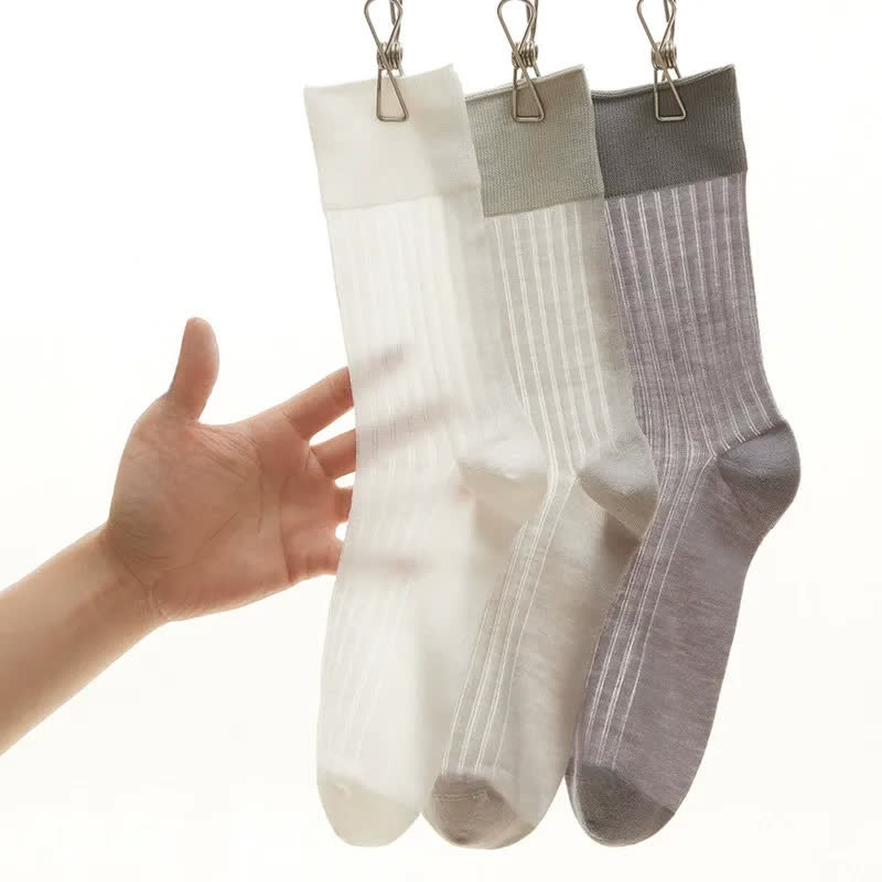 Chaussettes courtes côtelées transparentes (5 paires) - image 8