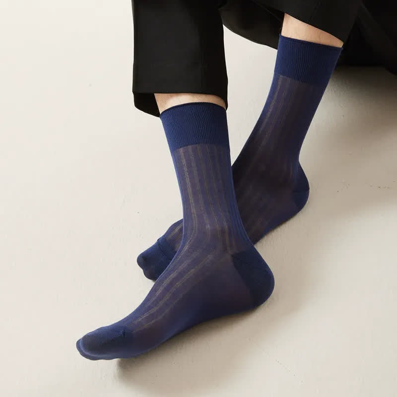 Chaussettes courtes côtelées transparentes (5 paires) - image 1
