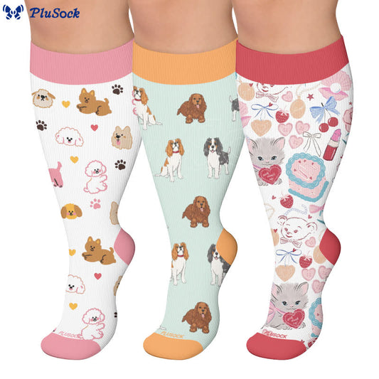 Chaussettes de compression grandes tailles en forme de cœur de chiot - image 0