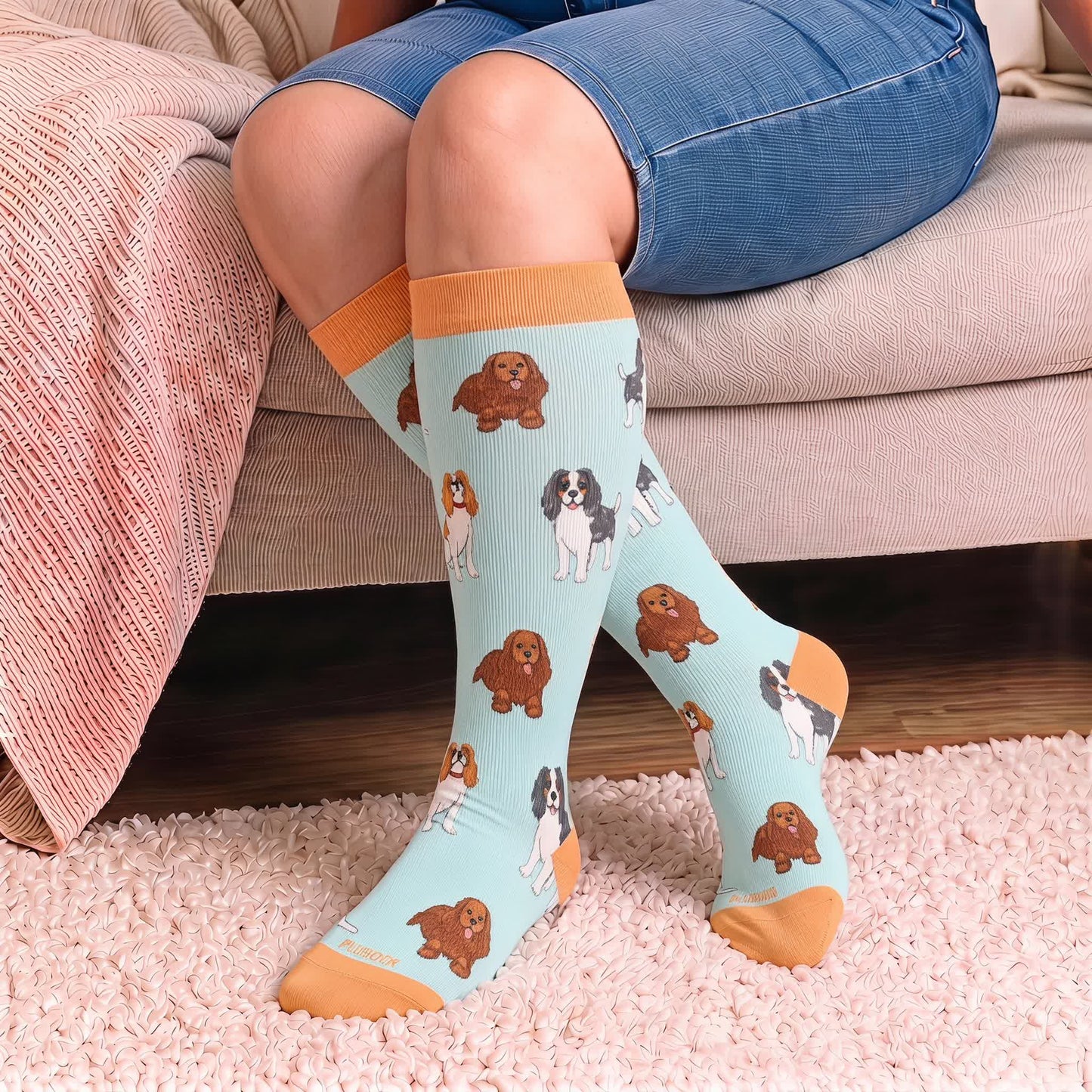 Chaussettes de compression grandes tailles en forme de cœur de chiot - image 2