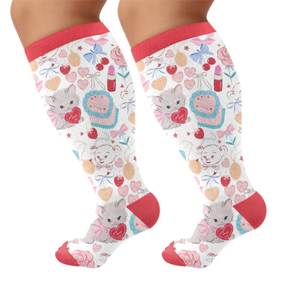Chaussettes de compression grandes tailles en forme de cœur de chiot - Rouge (1 paire) - 4XL - image 10