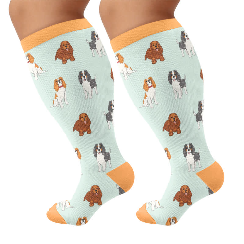 Chaussettes de compression grandes tailles en forme de cœur de chiot - Vert (1 paire) - 4XL - image 9