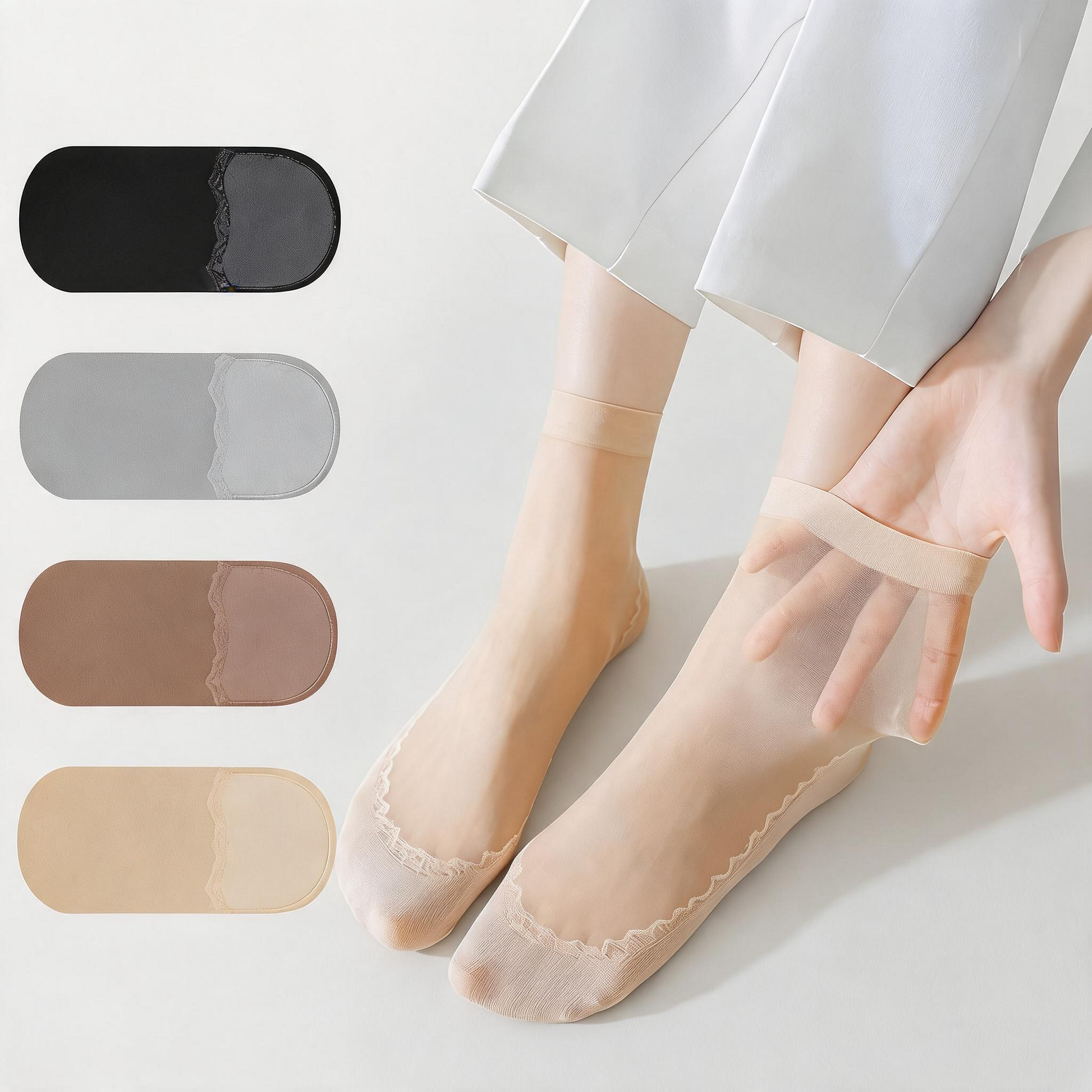 Chaussettes basses confortables et transparentes (8 paires) - Multicolore*2 - UE35-39 (US2-6) - image 0