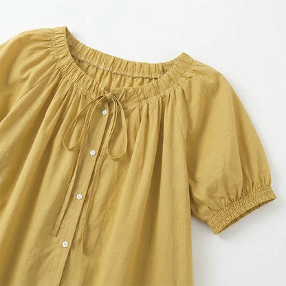 Chemisier vintage à col lavallière et boutons sur le devant - image 11
