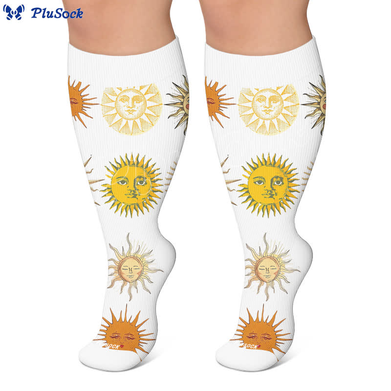 Chaussettes de compression rétro grande taille à effet œil et fleurs - image 7