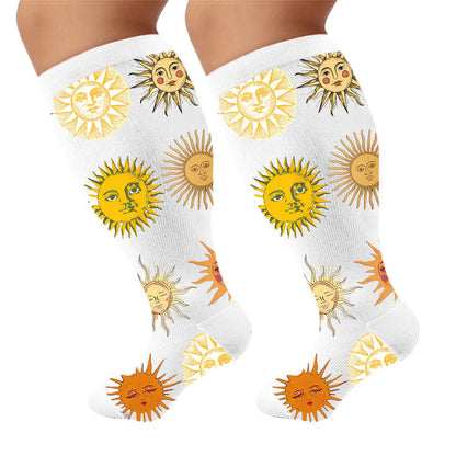 Chaussettes de compression rétro grande taille à effet œil et fleurs - image 10