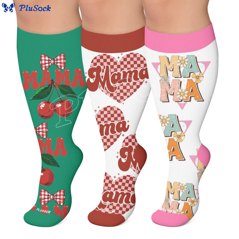 Chaussettes de compression Cherry Bow Mama grandes tailles - image 0