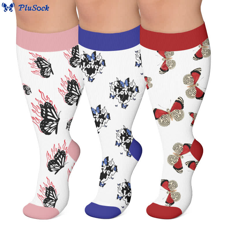 Chaussettes de compression Butterfly Flame grande taille - image 0