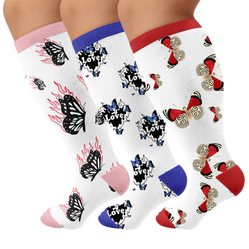 Chaussettes de compression Butterfly Flame grande taille - Multicolore (3 paires) - 4XL - image 4