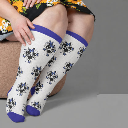 Chaussettes de compression Butterfly Flame grande taille - Bleu (1 paire) - 4XL - image 2