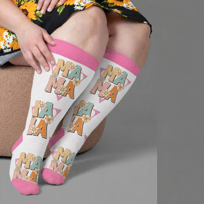 Chaussettes de compression Cherry Bow Mama grandes tailles - Rose (1 paire) - 4XL - image 3