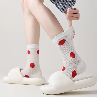 Chaussettes courtes transparentes à pois (4 paires) - image 2