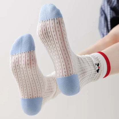 Chaussettes courtes transparentes à pois (4 paires) - image 3