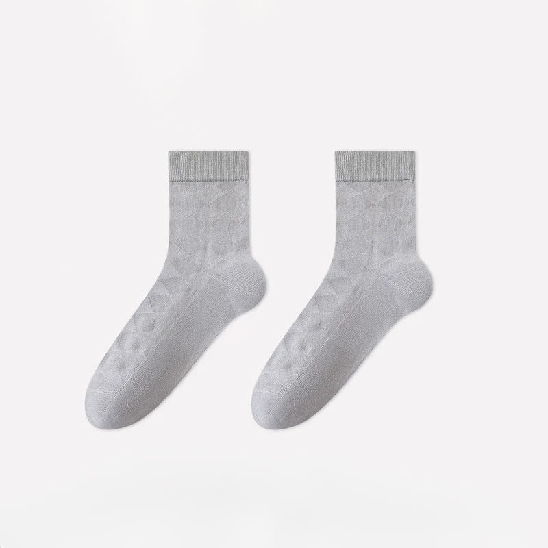 Chaussettes courtes en maille losange douce (4 paires) - Gris clair - EU40-45 (US7-11) - image 9