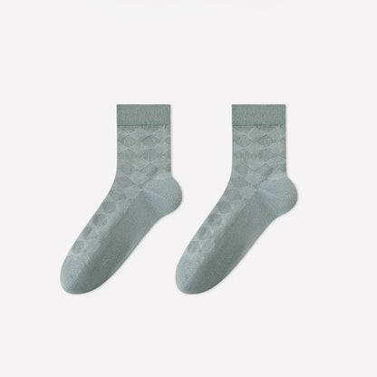 Chaussettes courtes en maille losange douce (4 paires) - Vert - EU40-45 (US7-11) - image 8