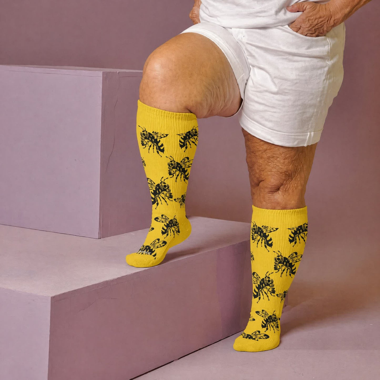 Chaussettes de compression Skull Bee grandes tailles - Jaune (1 paire) - 4XL - image 1