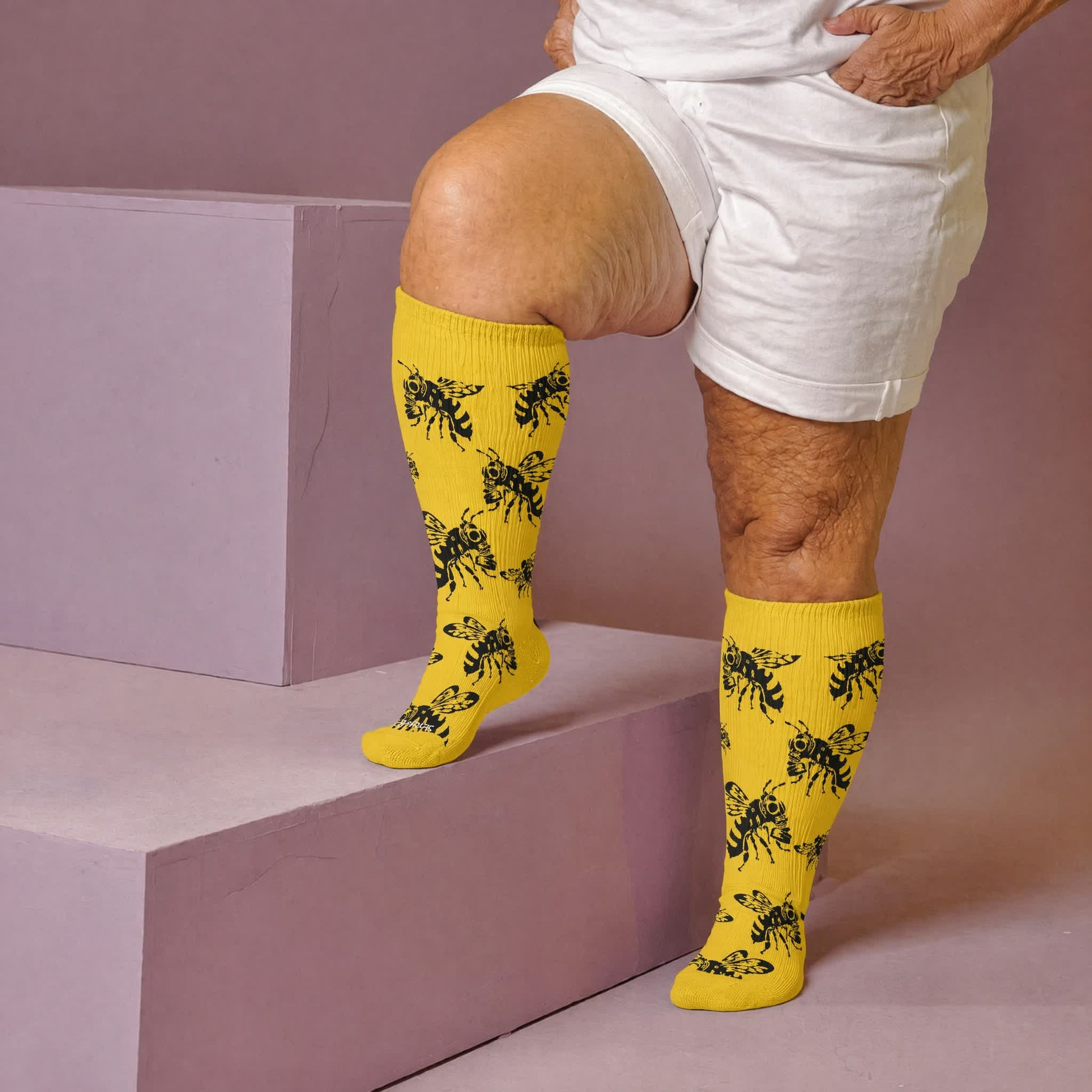 Chaussettes de compression Skull Bee grandes tailles - Jaune (1 paire) - 4XL - image 1