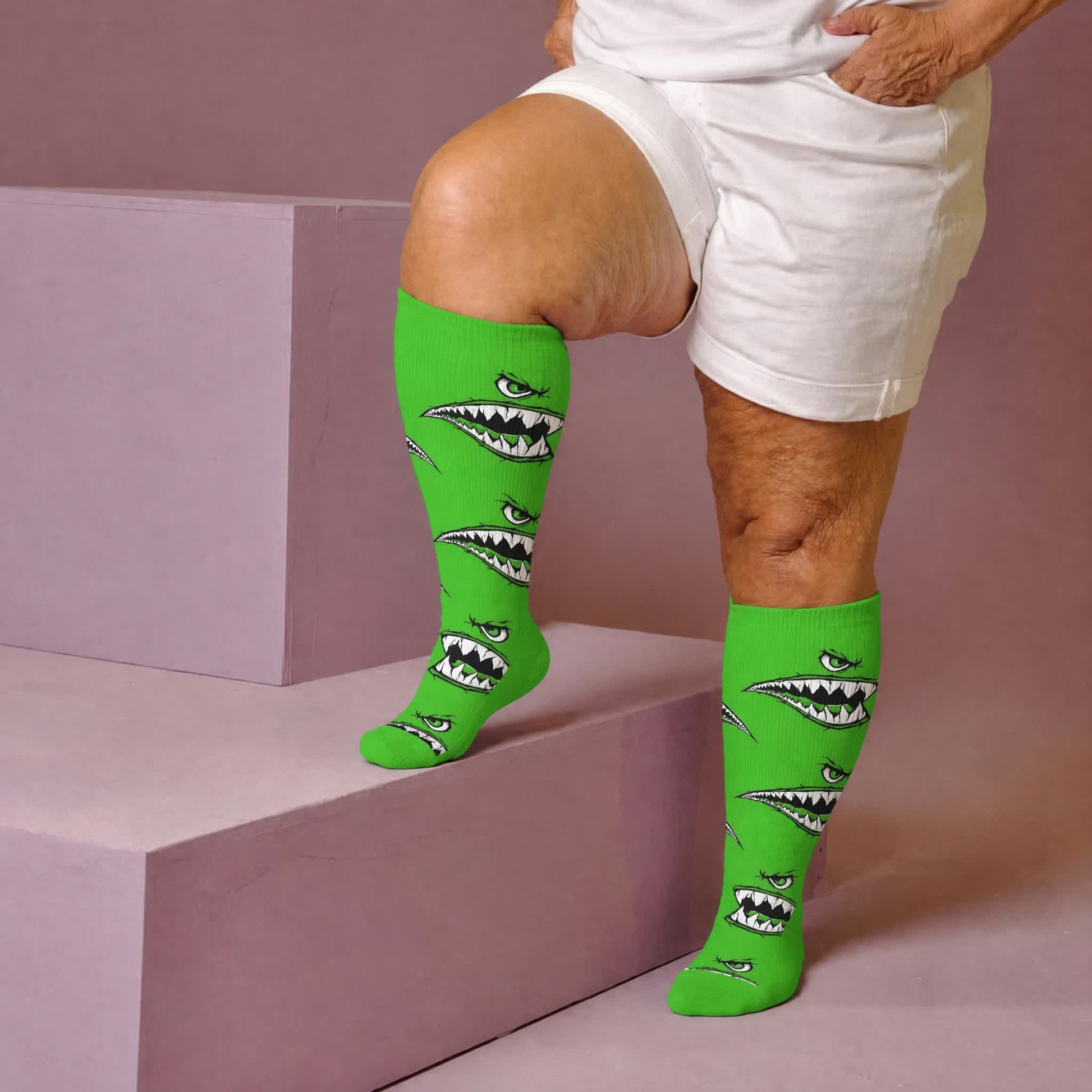 Chaussettes de compression Skull Bee grandes tailles - Vert (1 paire) - 4XL - image 3