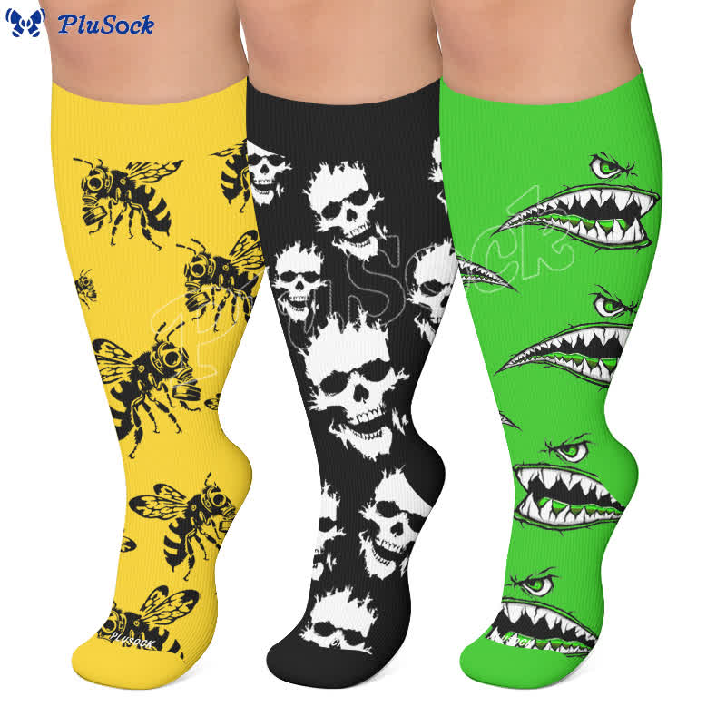 Chaussettes de compression Skull Bee grandes tailles - image 0