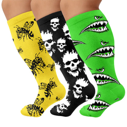 Chaussettes de compression Skull Bee grandes tailles - Multicolore (3 paires) - 4XL - image 4