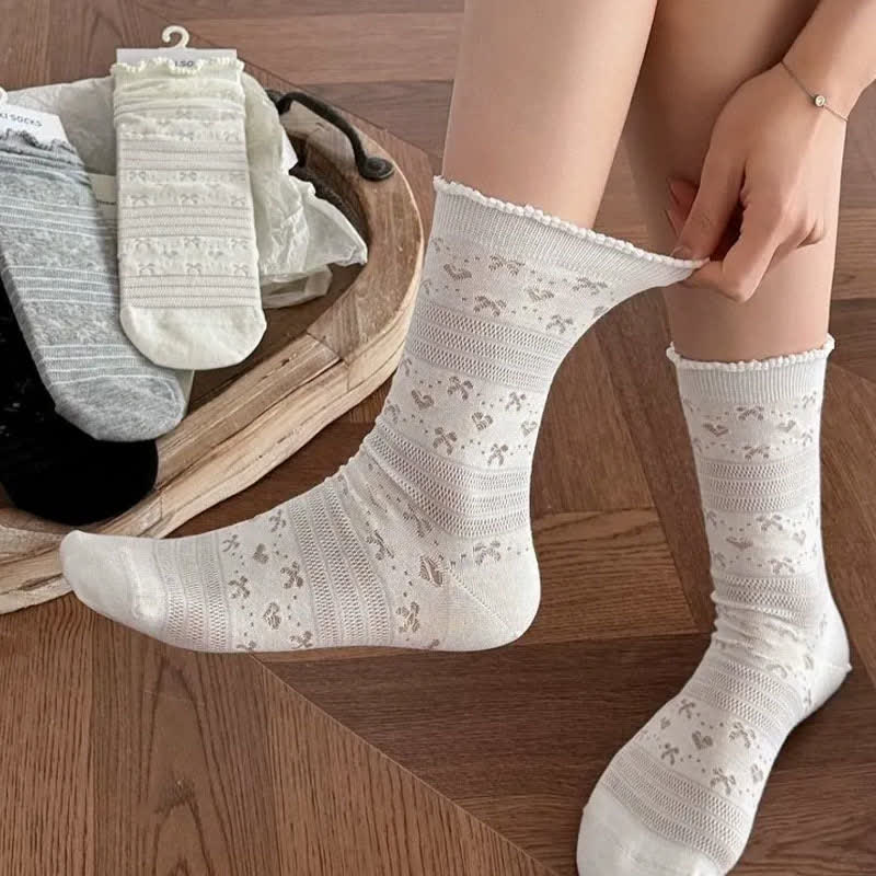 Chaussettes courtes douces en jacquard (5 paires) - image 2