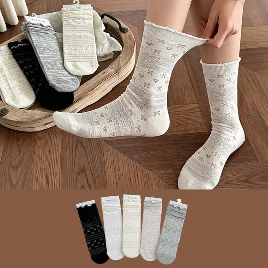Chaussettes courtes douces en jacquard (5 paires) - image 0